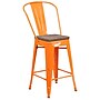 Flash Furniture Lily Contemporary Metal Vertical Back Counter Height Stool, Orange, 4-Pieces/Pack (4CH3132024GBORW)~#|#~ED5296E1-B78B-4AA0-B6CFFA21B8E241AA_sc7