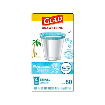 Glad Small Twist-Tie White Trash Bags, Fresh Clean Scent with