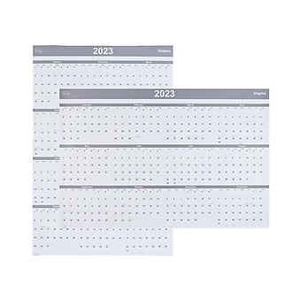 2023 Staples 48" x 32" Dry Erase Wall Calendar, Gray/White (ST58450-23)