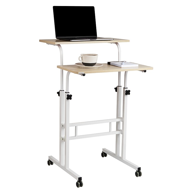 Mind Reader 27.5"- 39" Mobile Adjustable Sit/Stand Desk, White (SDROLLXL-WHT) image 1