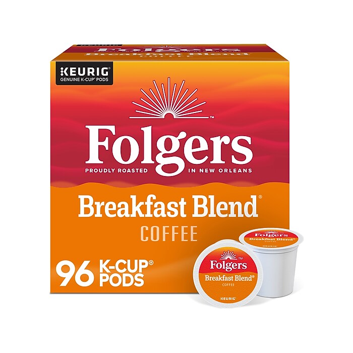 Folgers Breakfast Blend Coffee, Keurig K-Cup Pod, 96/Carton