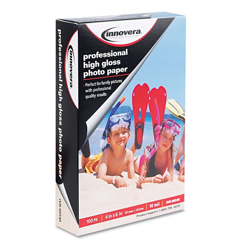Innovera Glossy Photo Paper, 4" x 6", 100 Sheets/Pack (IVR99546) image 1