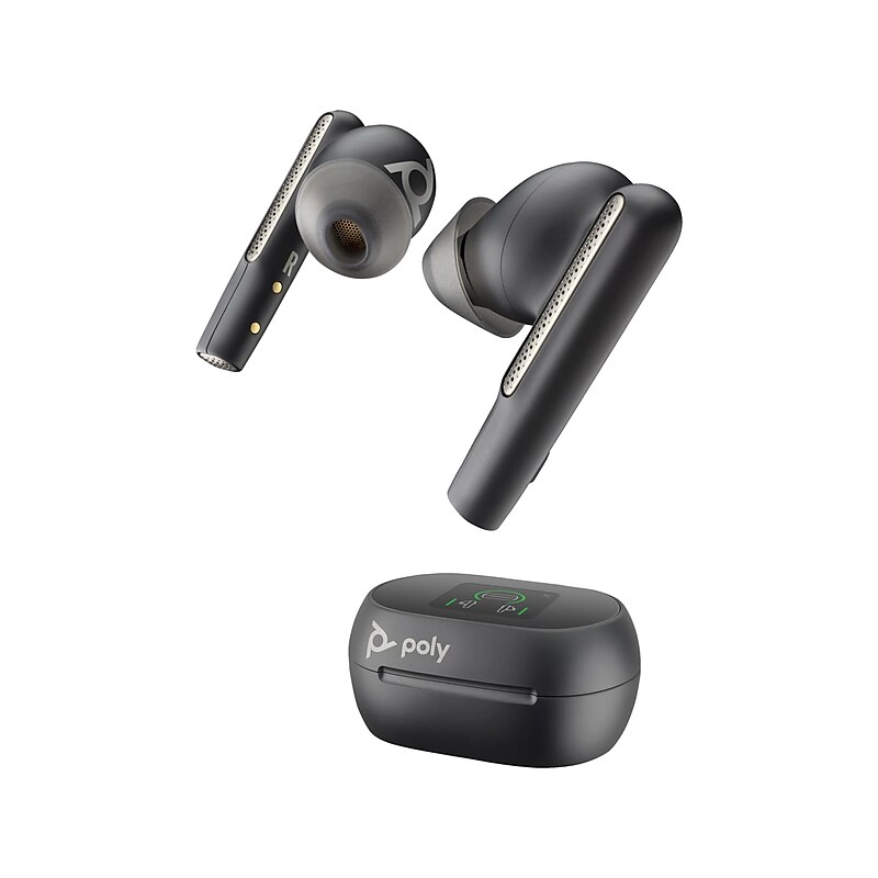 Poly Voyager Free 60+ UC Wireless Noise Cancelling Bluetooth Earbuds, USB-C, MS Certified, Carbon Black (7Y8H0AA) image 1