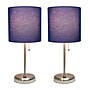 Creekwood Home Oslo Duo 19.5" LED Table Lamp with USB Port, Brushed Steel/Navy Blue Shade, 2/Set (CWT-2012-NV-2PK)~#|#~ED772812-6404-43CF-9BD64D15F93C2EC6_sc7