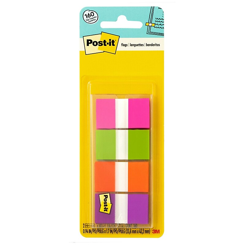 Post-it Flags, .94", Assorted Colors, 160 Flags/Pack (680-PGOP2) image 1