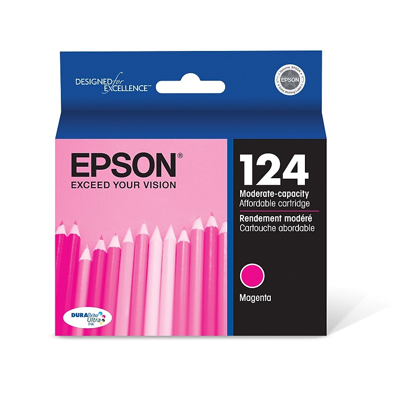 Epson T124 Magenta Standard Yield Ink Cartridge, Prints Up to 220 Pages (T124320-S) image 1