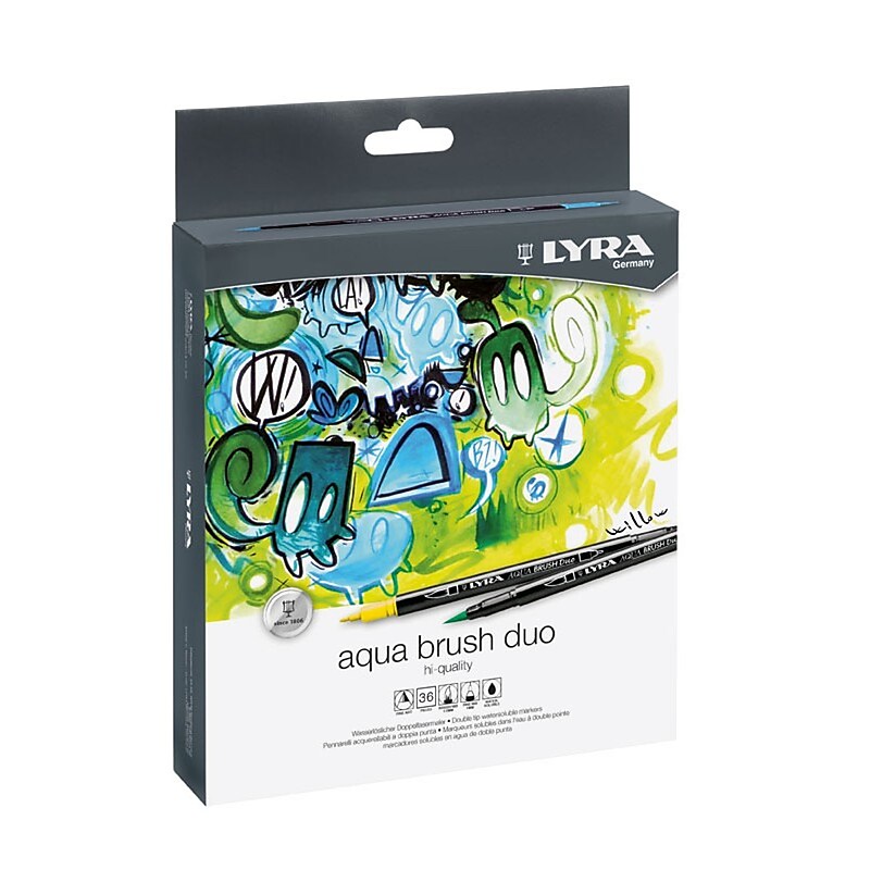 Lyra Aqua Brush Duo Water-Based Marker, Dual-Tip, Assorted Colors, 36/Pack (LYXL6521360) image 1