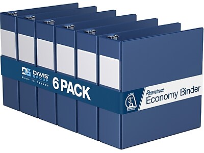 Davis Group Premium Economy 3" 3-Ring Non-View Binder, Royal Blue, 6/Pack (2305-92-06)