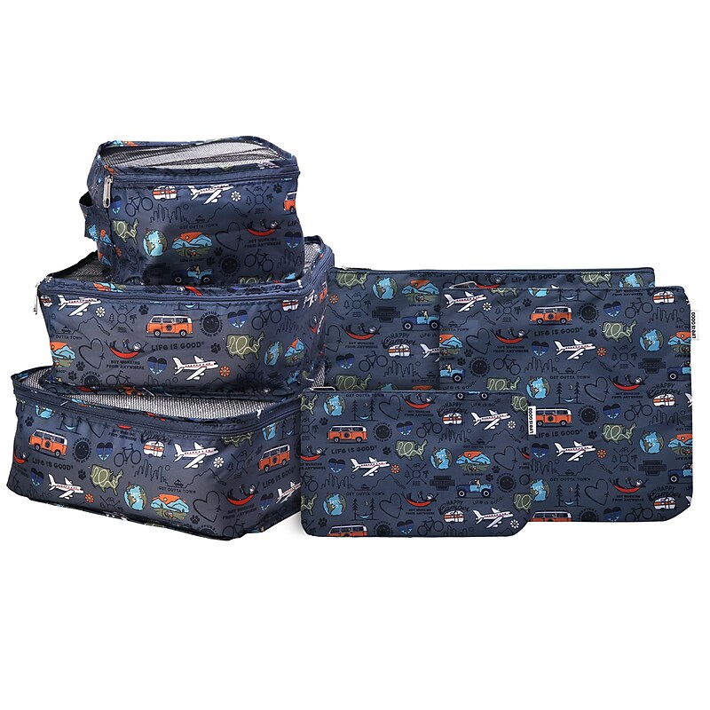 Life is Good 6-Piece Polyester Packing Cube Set, Multicolored (LNPC0001) image 1