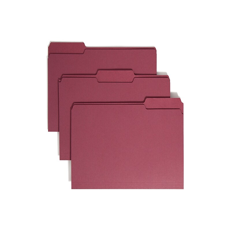 Smead File Folders, 1/3-Cut Tab, Letter Size, Maroon, 100/Box (13093) image 1