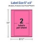 Avery Laser/Inkjet Rectangle Multipurpose Labels, 5" x 6", Bright Pink, 20/Pack (94257)~#|#~EDAC3F0D-0FB7-4569-B6ADB4AAB1491BFE_sc7