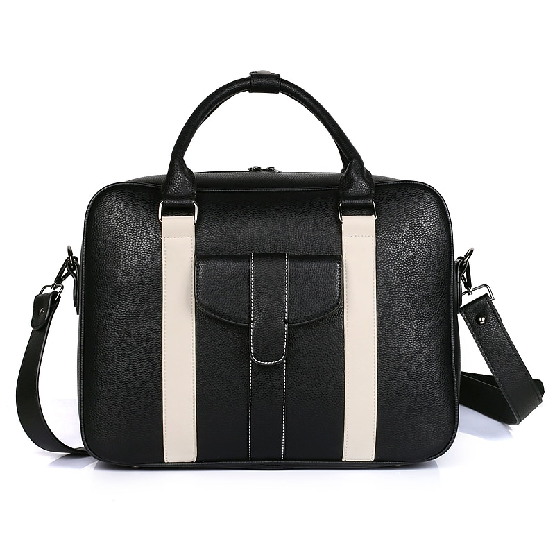 Karla Hanson Rogers Briefcase Laptop Compatible, TSA Checkpoint Friendly, Black/White (71103WHITE) image 1