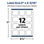 Avery Laser/Inkjet Square Waterproof Multipurpose Labels, 2.1875"  x 2", White, 120/Pack (94124)~#|#~EDB1CFCF-8269-49AB-940EDF0BB6EB3738_sc7