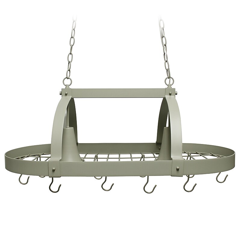 Elegant Designs Slate Gray 2 Light LED Kitchen Pot Rack with Downlights (PR1000-SLT) image 1