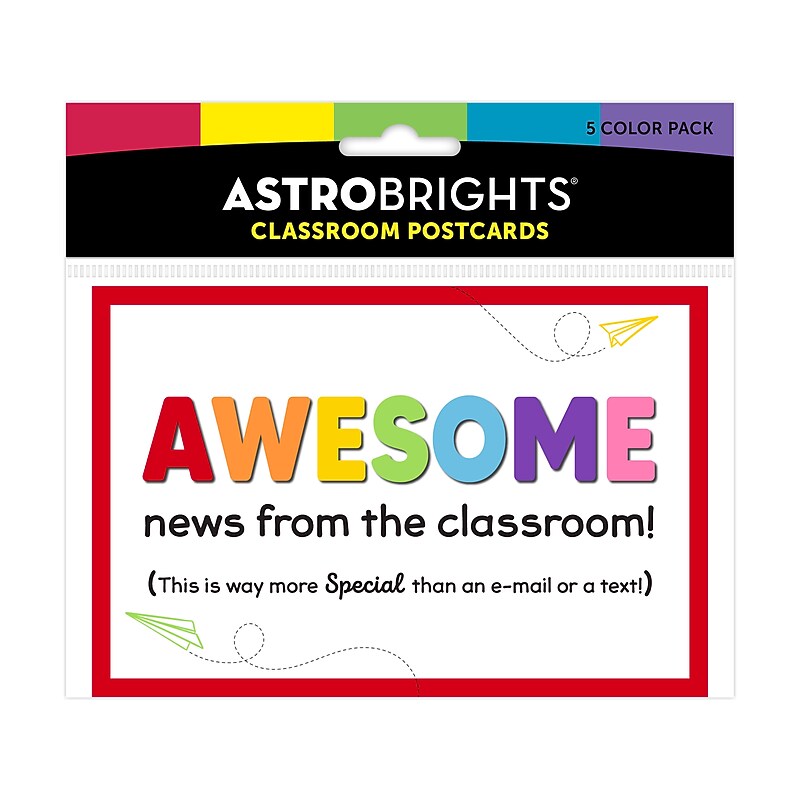 Astrobrights Parent Mail Postcards, 4" x 6", Assorted Colors, 30/Pack (91973) image 1