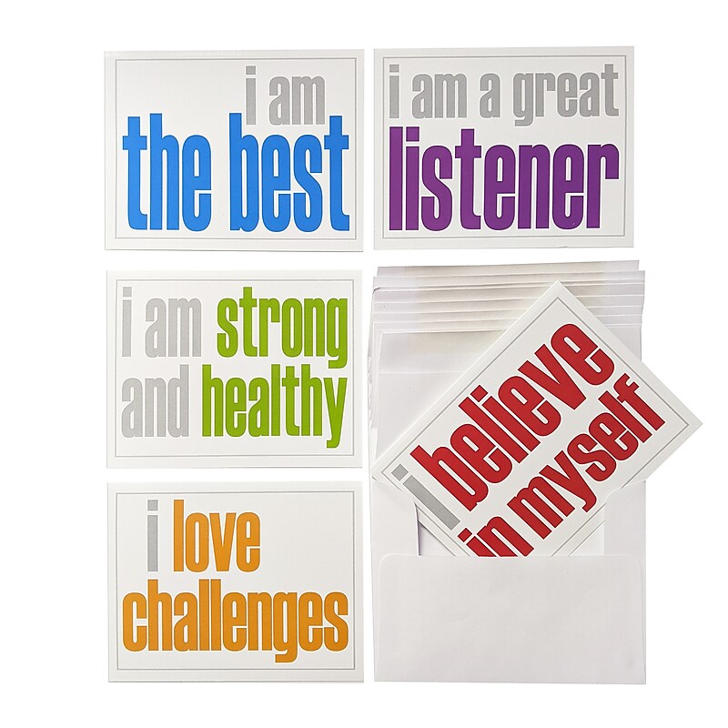 Inspired Minds Positivity Booster Uncoated Blank Cards, Multicolored, 10 Cards/Pack, 2/Bundle (ISM52355NC-2) image 1