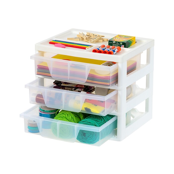 Iris 3-Drawer Desktop Storage, Clear (301161) | Staples
