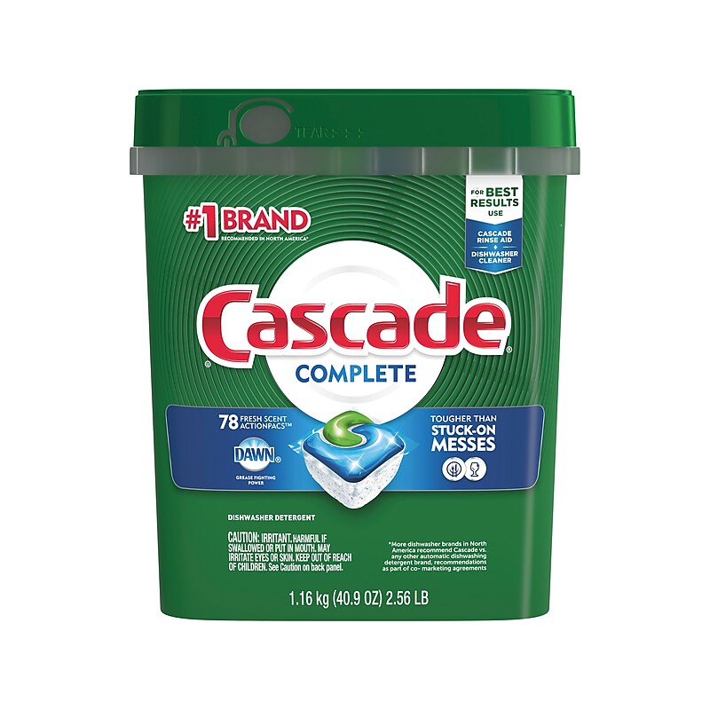 Cascade Complete ActionPacs Dishwashing Detergent Pod, Fresh Scent, 78 Pods/Box (97722) image 1