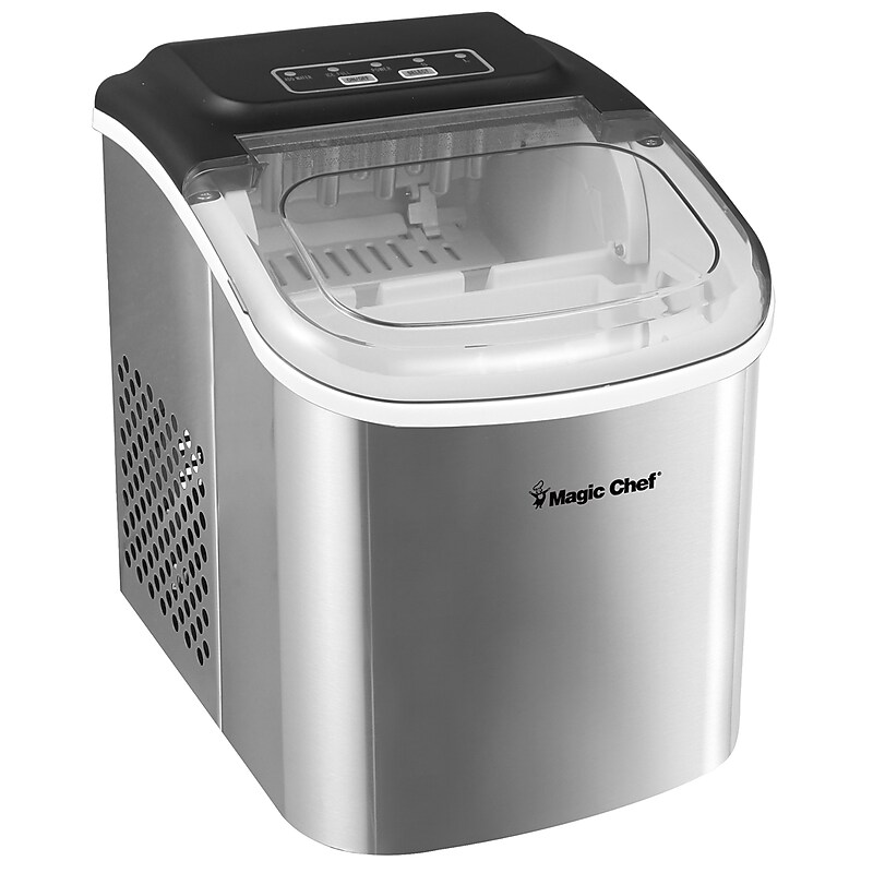 Magic Chef Portable Countertop Ice Maker, 27 Lbs. per Day, Stainless Steel (MCIM27ST) image 1