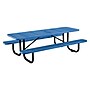 Global Industrial 8' Rectangular Outdoor Steel Picnic Table, Perforated Metal, Blue (694555BL)~#|#~EDE2F99A-5594-4048-9B4F5C58651BD6BA_sc7