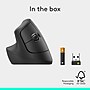 Logitech Lift Wireless Ergonomic Left Handed Optical Mouse, Graphite (910-006467)~#|#~EDE42644-1D04-49EC-93A89B79DFEDF6C3_sc7
