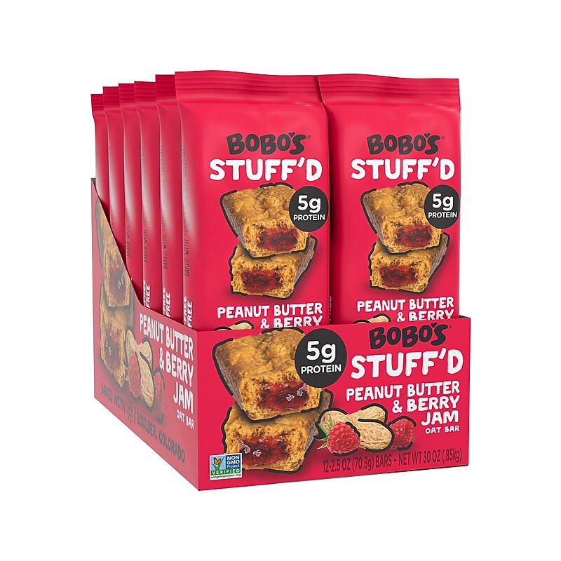 Bobo's Stuff'd Gluten-Free Peanut Butter & Berry Jam Oat Bar, 2.5 oz., Dozen (130-D) image 1