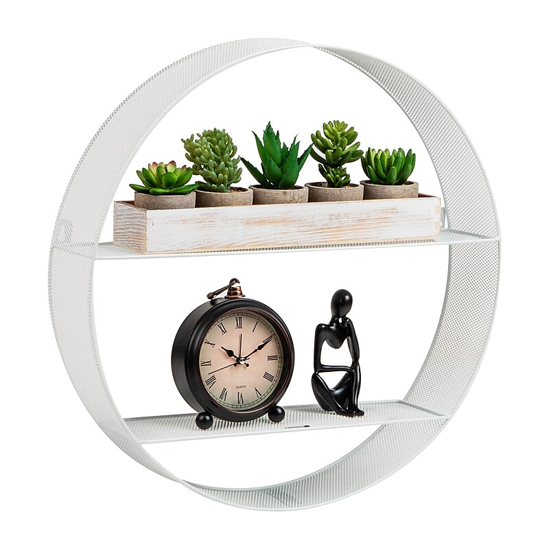 Mind Reader 2 Metal Circular Floating Shelves, 18" x 4" x 18", White (WALLCIR-WHT) image 1