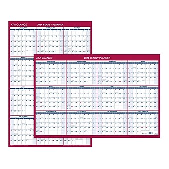 2024 AT-A-GLANCE 36" x 24" Yearly Wall Calendar, Reversible, Red (PM212-28-24)