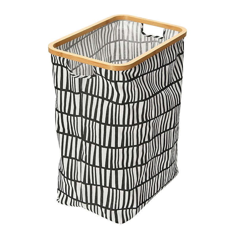 Household Essentials Krush Collapsible Laundry Hamper, Bamboo, Black/White (2274-1) image 1