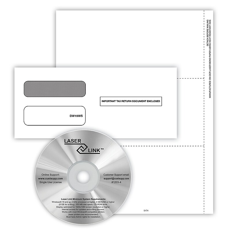 ComplyRight 2024 1099-NEC Recipient Copy Only Tax Form, Envelopes and LaserLink Software, 3-Part, 3-Up, White, 50/Pack image 1