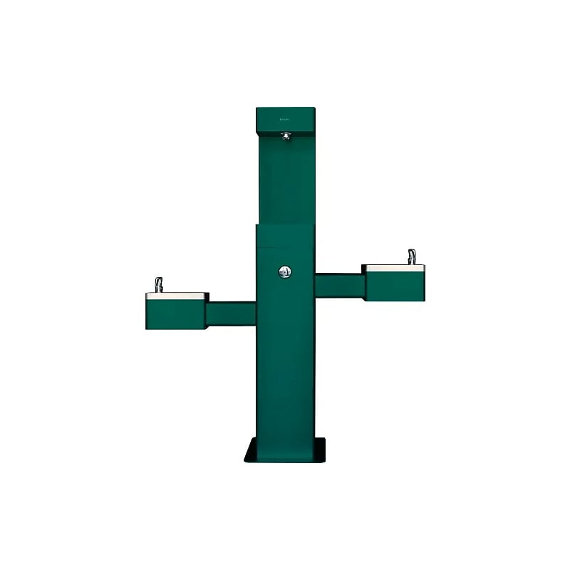 Global Industrial Outdoor Bilevel Water Fountain with Bottle Filler & Pet Station, Green (761221GN) image 1
