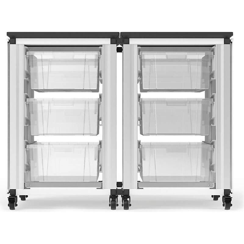 Luxor Mobile 6-Section Modular Classroom Storage Cabinet, 28.75"H x 18.2"D, White (MBS-STR-21-6L) image 1