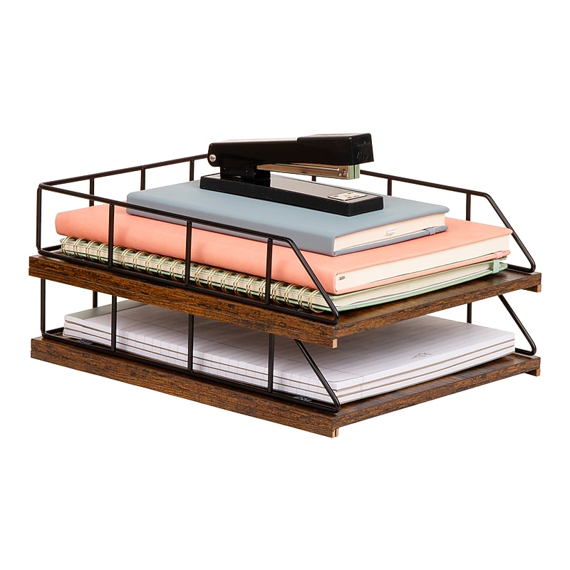 Mind Reader Metal Front Loading Letter Tray, Black (2TWPAP-BLK) image 1