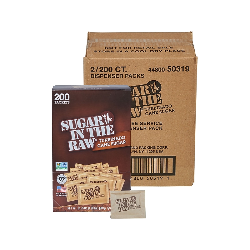 Sugar In The Raw Turbinado Cane Sugar Packet, 200/Pack, 2 Packs/Carton (SUG50319) image 1