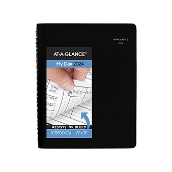 2024 AT-A-GLANCE DayMinder 8" x 11" Daily Group Appointment Book Planner, Black (G560-00-24)