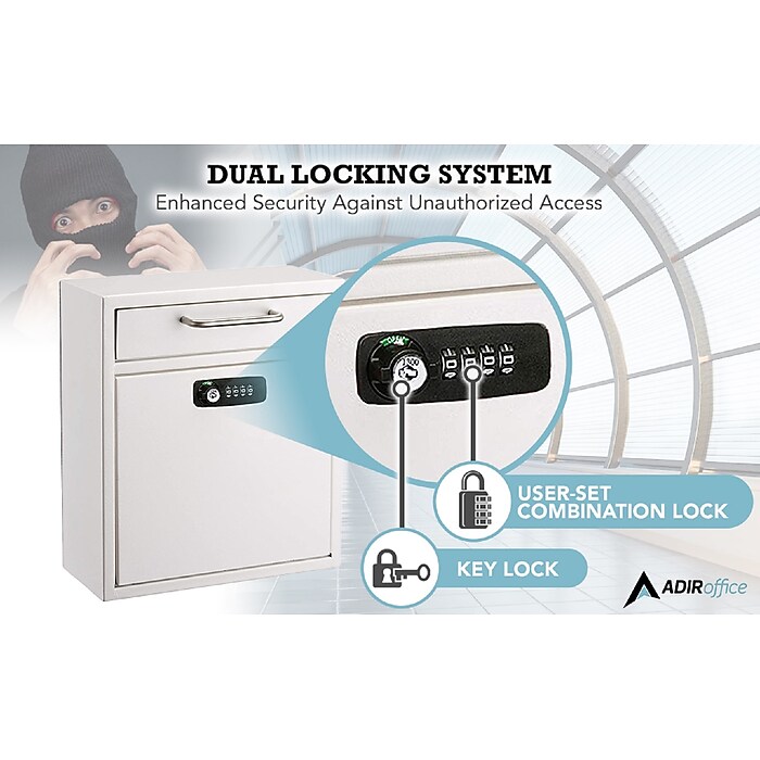 AdirOffice Steel Large Wall Mounted Interoffice Mailbox Drop Box