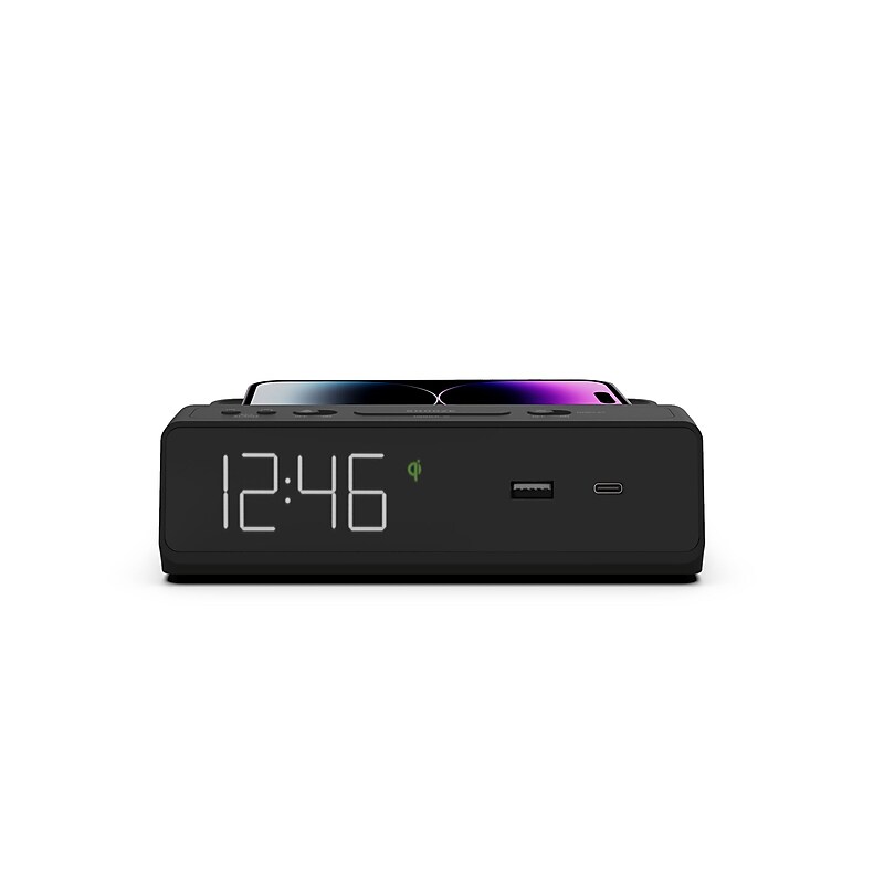 NonStop Station W 6.5" Digital Alarm Clock with Qi Wireless Charging, JetWay Black (NSW2-BK) image 1