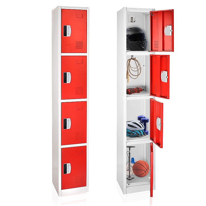 AdirOffice 72"H 4-Tier Red Storage Locker (ADI629-204-RED-DL) image 1
