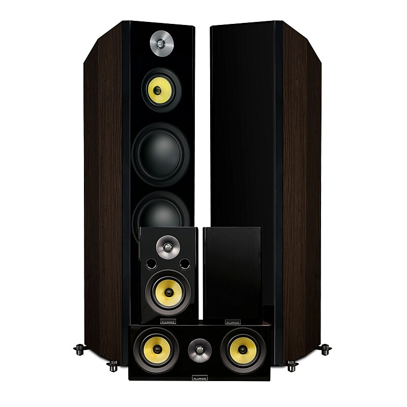 Fluance Signature HiFi HFHTBW Surround Sound Home Theater 5.0 Speaker System, Natural Walnut image 1