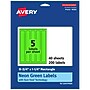 Avery Laser/Inkjet Multipurpose Rectangle Labels, 9.75" x 1.25", Neon Green, 200/Pack (94262)~#|#~EE41CCC7-3521-4DE0-A710736770954482_sc7
