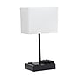 Simple Designs Rectangular Multi-Use 1 Light 15.3" LED Table Lamp with 2 USB Ports and Charging Outlet, Black/White (LT1110-WOB)~#|#~EE43BBCC-6CF9-4C89-9D06C3B95348EE00_sc7