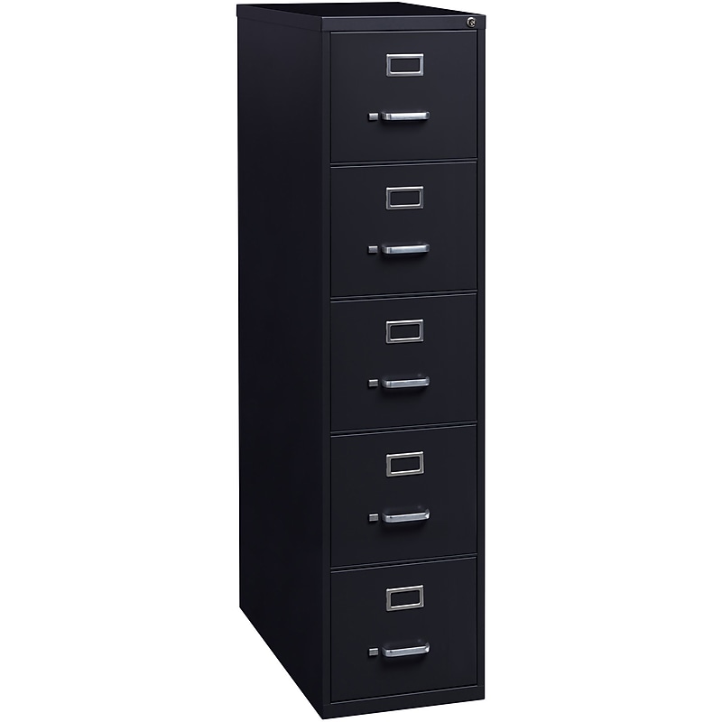 Lorell Commercial 5-Drawer Vertical File Cabinet, Letter Size, Lockable, 61.6"H x 15"W x 26.5"D, Black (LLR48498) image 1
