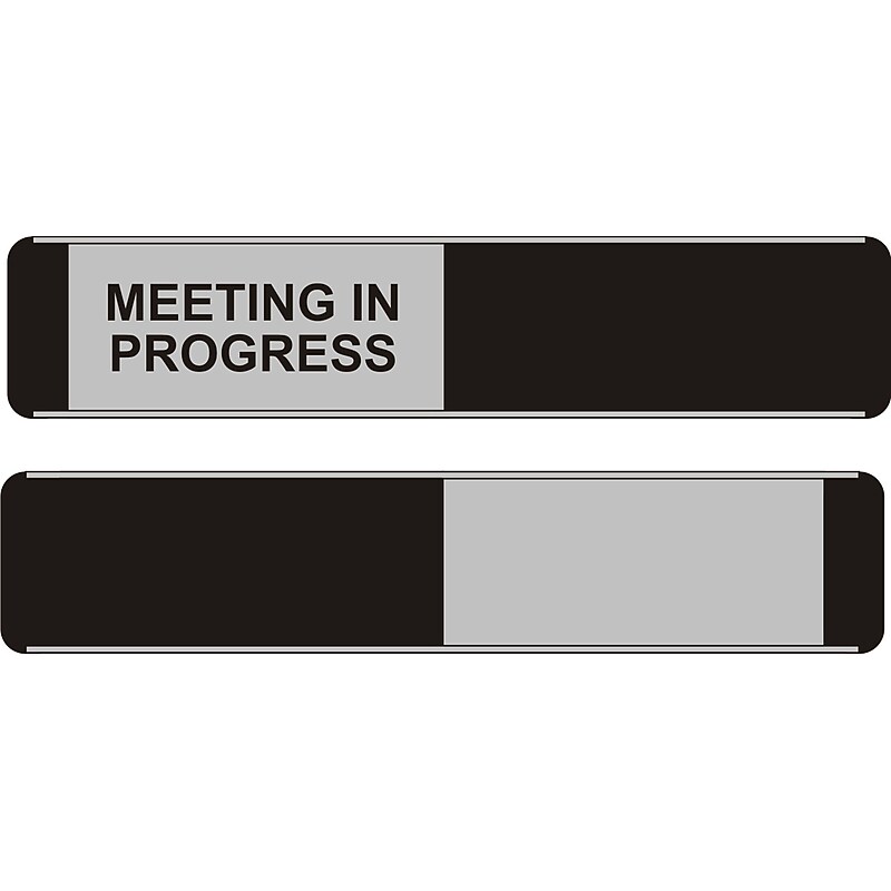 Seco Adhesive Meeting in Progress Sliding Indoor Sign, 10" x 2", Black/Gray (OF141) image 1