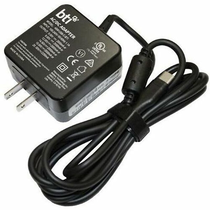 BTI 45W USB-C, Wall Mount AC Adapter for Chromebooks, Ultrabooks Laptop, Black (45WUSB-C-BTI-LN) image 1