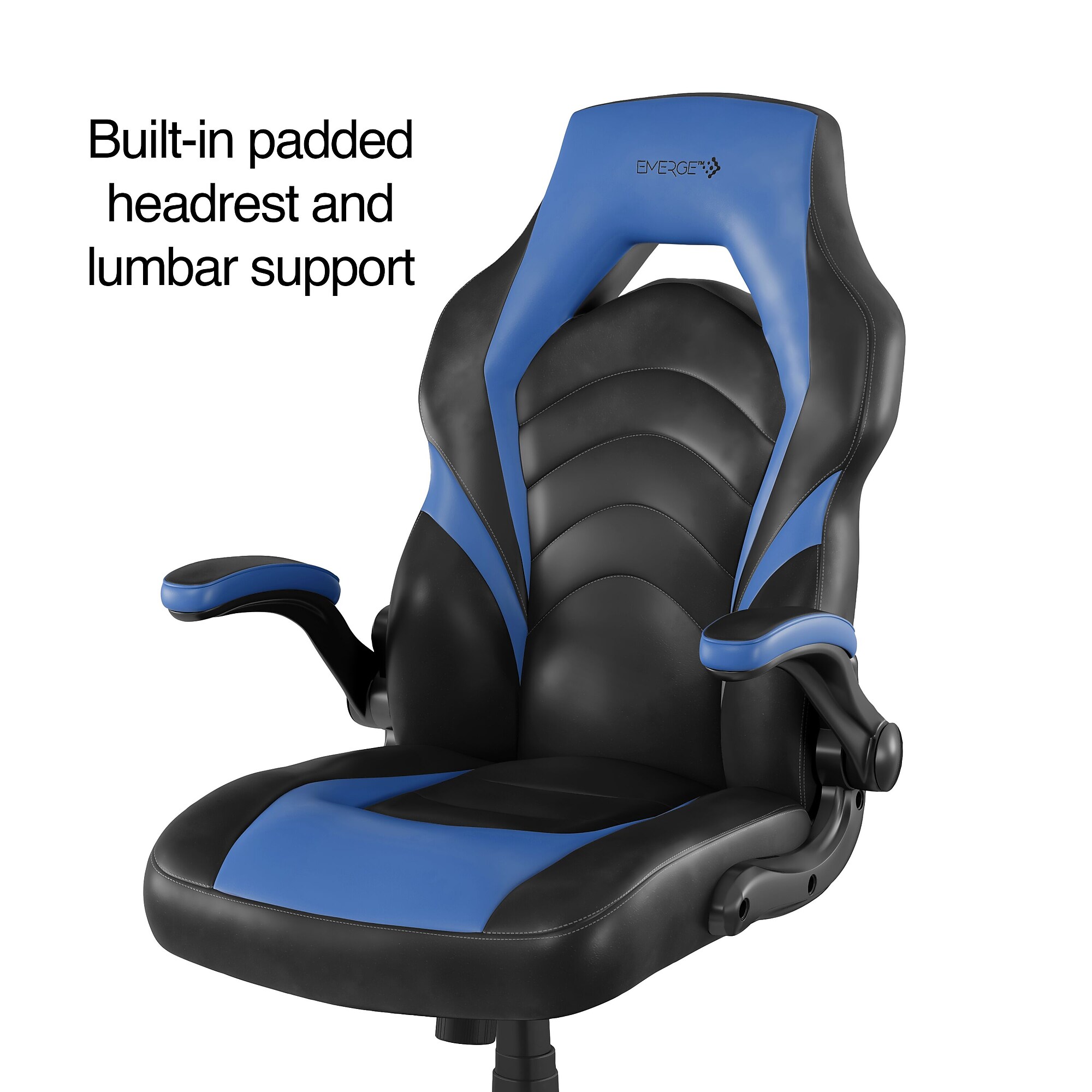 Staples Emerge Vortex Bonded Leather Ergonomic Gaming Chair, Black and Blue (58293-CC) Sansujyuku sansujyuku.com