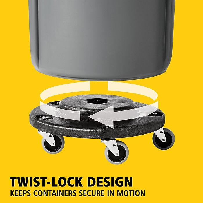 Rubbermaid Brute Round Trash Can Dolly, Black (FG264000BLA) | Staples