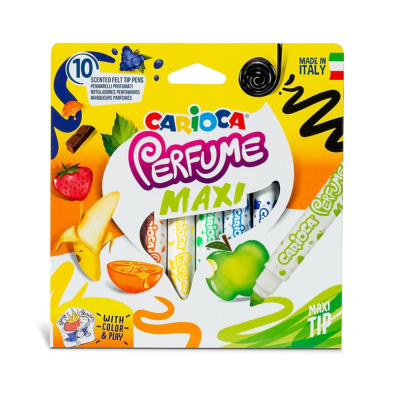 CARIOCA Perfume Maxi Washable Kids Markers, Maxi Tip, Assorted Colors, 10/Set (CRA42989) image 1