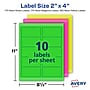 Avery Sure Feed Laser Shipping Labels, 2"x 4", Assorted Neon, 500 Labels/Box (5956)~#|#~EE7048F1-07BF-43AD-A63DD49F7005B312_sc7