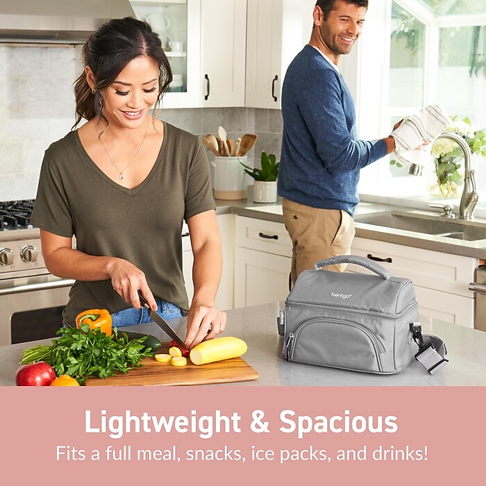 bentgo Insulated Lunch Bag, 2-Compartment, Blush (BGOBG2-M) | Staples