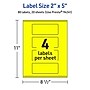 Avery Laser/Inkjet Multipurpose Rectangle Labels, 2" x 5", Neon Yellow, 80/Pack (94241)~#|#~EE7D0DD7-AEBE-4216-AB4A3E8328B4658D_sc7